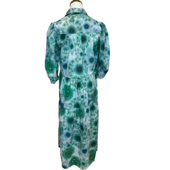 Hunter Bell Green Babydoll Maxi Dress XS Boho Tiered Ruffle Cottage Cotton $400 - Picture 10 of 11